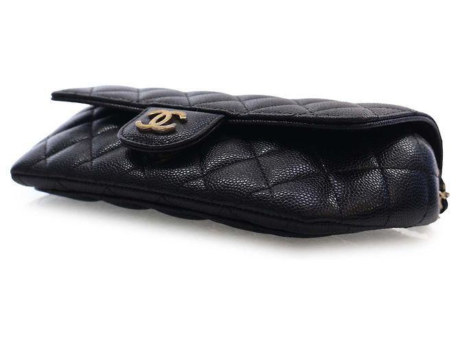 Astuccio per occhiali Chanel Black CC Quilted Caviar con catena Nero - vista 6