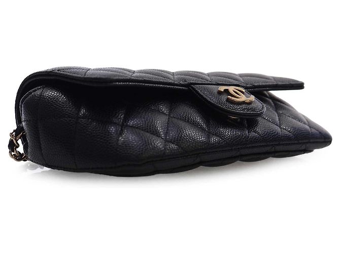 Astuccio per occhiali Chanel Black CC Quilted Caviar con catena Nero - vista 7