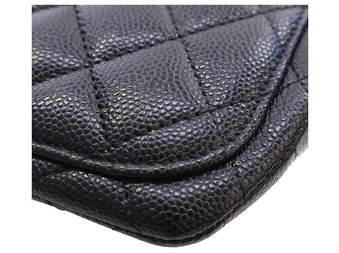 Astuccio per occhiali Chanel Black CC Quilted Caviar con catena Nero - vista 8