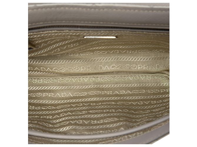 Prada Borsa a tracolla Impuntu in tessuto grigio con catena Marrone - vista 4