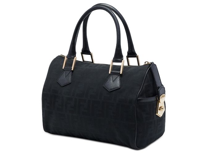 Borsa Boston in tela Zucca nera Fendi Nero - vista 2