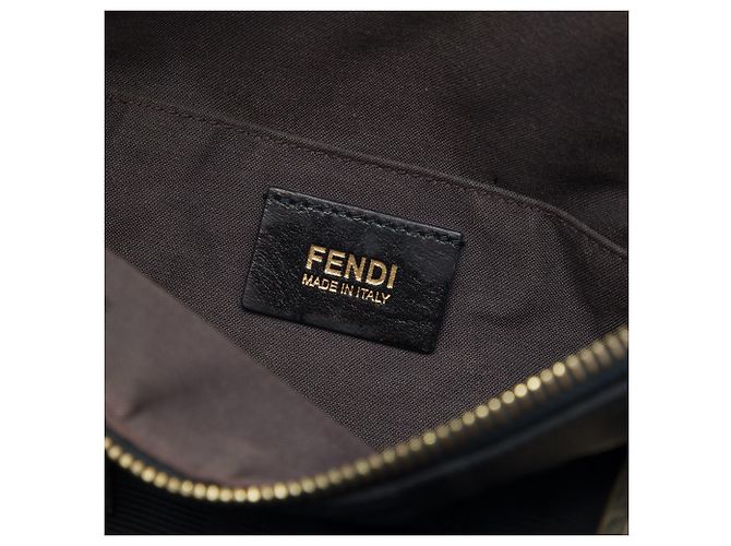 Borsa Boston in tela Zucca nera Fendi Nero - vista 5