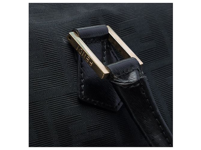 Borsa Boston in tela Zucca nera Fendi Nero - vista 6