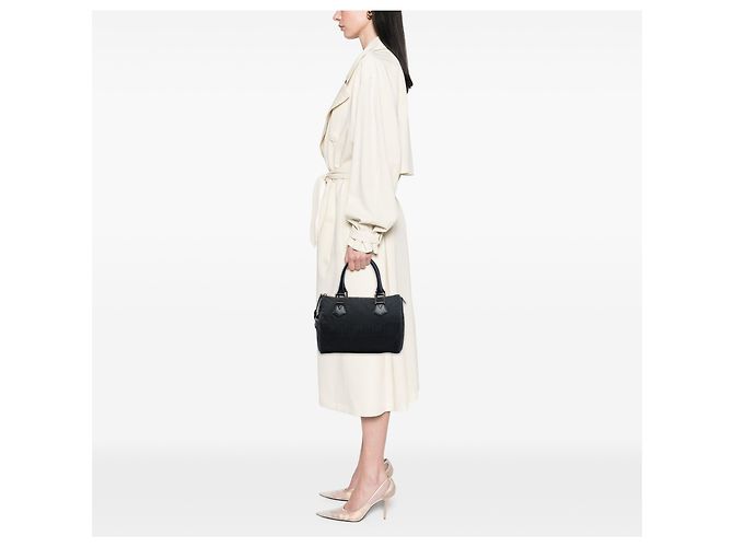 Borsa Boston in tela Zucca nera Fendi Nero - vista 7