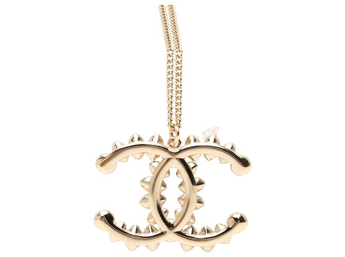 Collana con pendente Chanel Gold CC placcato oro con strass cabochon D'oro - vista 3