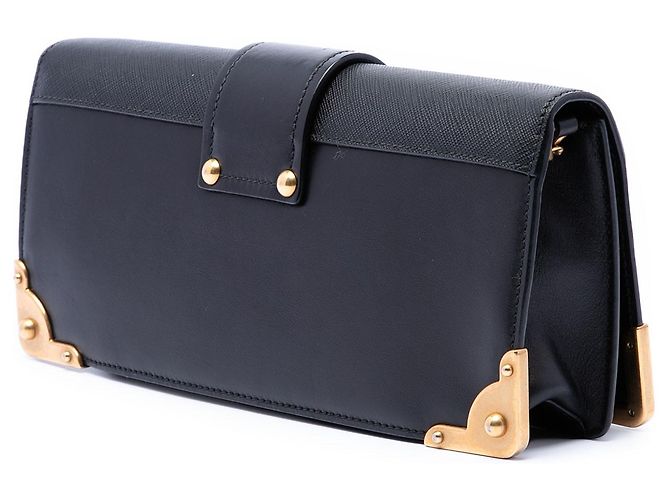Clutch a catena Cahier in pelle di vitello e Saffiano nero Prada - vista 2