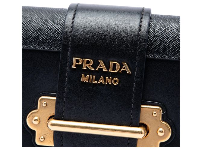 Clutch a catena Cahier in pelle di vitello e Saffiano nero Prada - vista 5