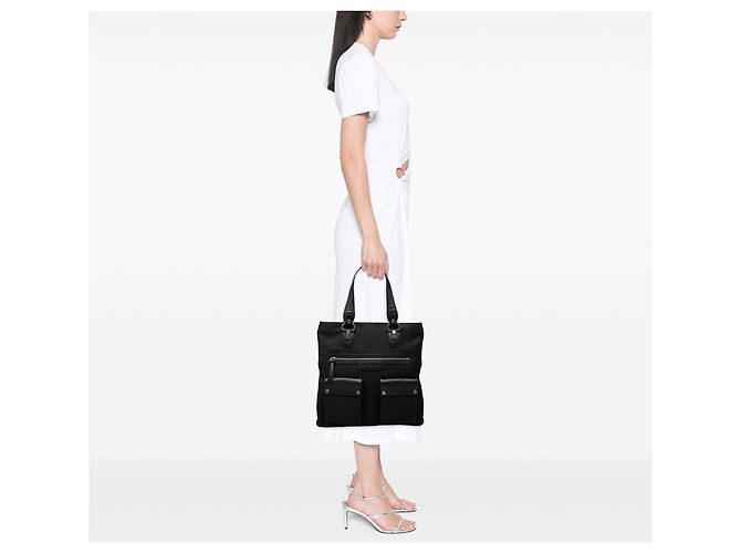 Bulgari Tote Bvlgari Black Canvas Logomania Nero - vista 6
