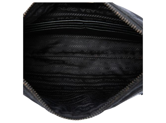 Clutch Prada in Tessuto con bordatura Saffiano nero - vista 4