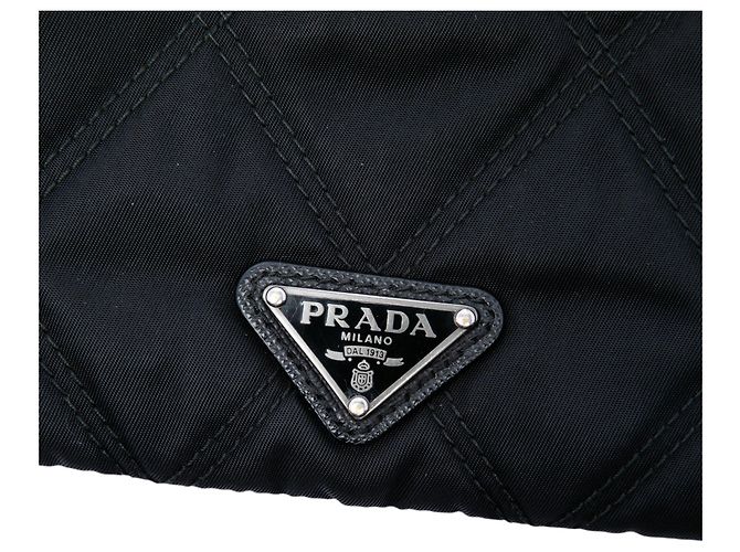Clutch Prada in Tessuto con bordatura Saffiano nero - vista 5
