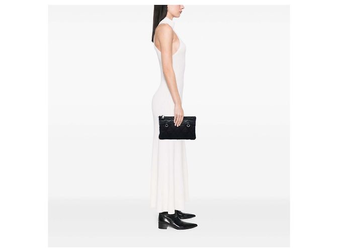 Clutch Prada in Tessuto con bordatura Saffiano nero - vista 6