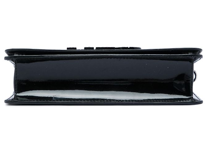 Portafoglio con catena e logo decorato con cristalli in vernice nera Miu Miu Nero - vista 3