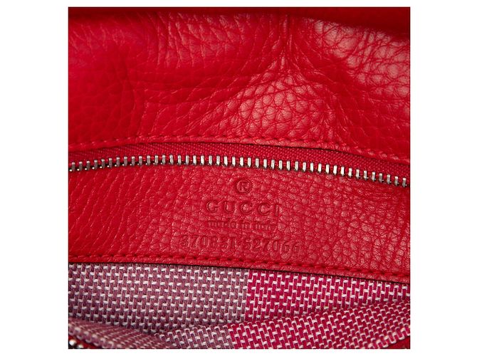 Borsa Gucci Red Small Calfskin Bamboo Daily Rosso - vista 5
