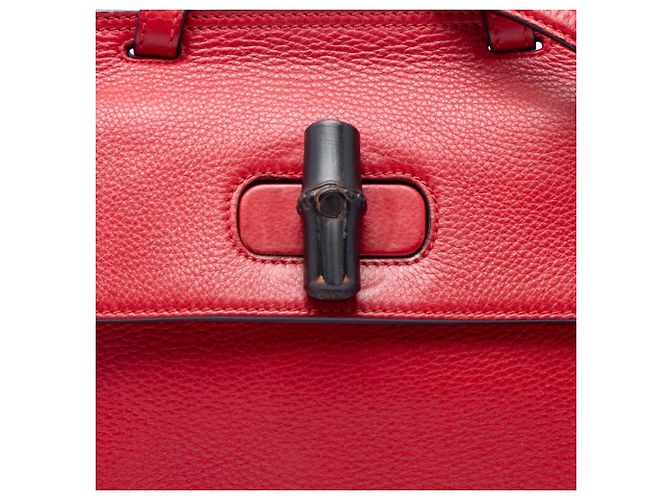 Borsa Gucci Red Small Calfskin Bamboo Daily Rosso - vista 6