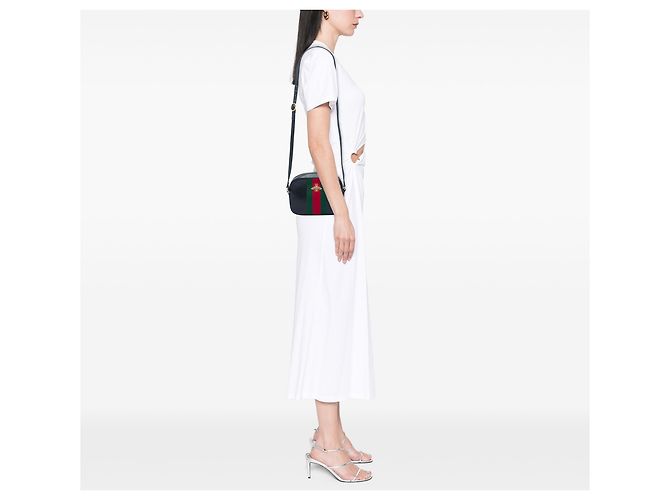 Gucci Black Calfskin Web Webby Bee Camera Bag - view 5