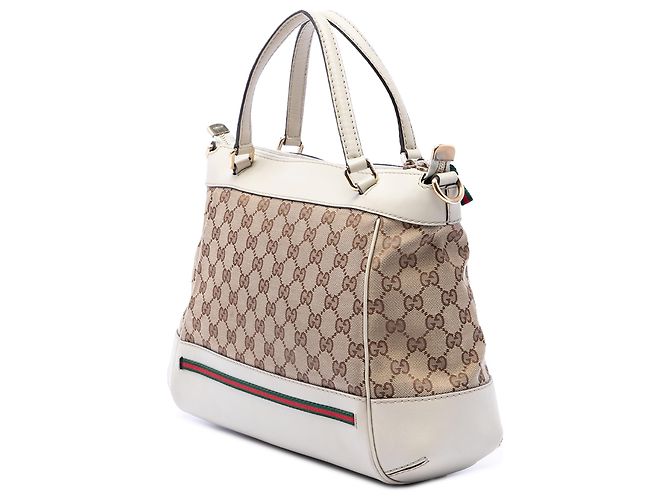 Bolso Gucci Beige GG Canvas Web Mayfair - vista 2