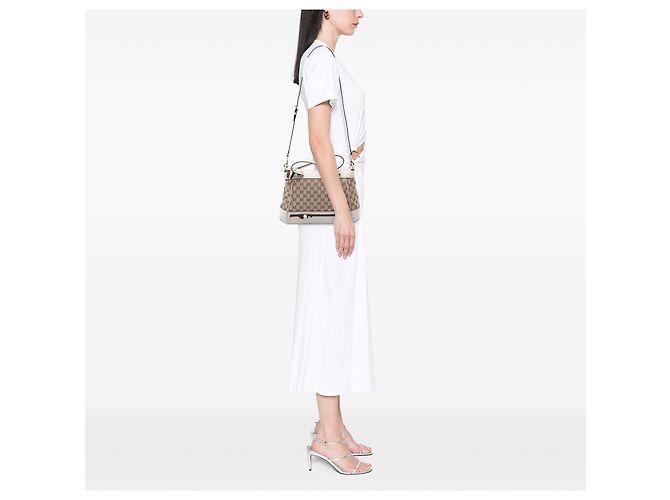 Bolso Gucci Beige GG Canvas Web Mayfair - vista 6