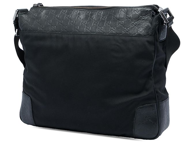 Borsa a tracolla in tela Gucci nera con bordatura Guccissima Nero - vista 2