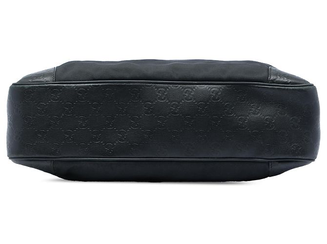 Borsa a tracolla in tela Gucci nera con bordatura Guccissima Nero - vista 3