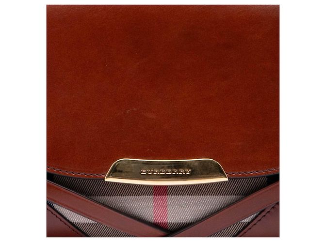 Borsa a tracolla Abbott in pelle marrone e tela House Check Burberry - vista 6