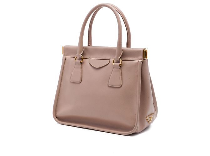 Prada Saffiano Lucido Top Handle Frame Tote in Braun Fleisch - Ansicht 2