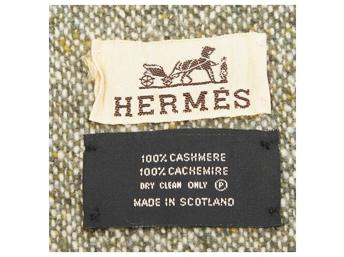 Hermès Stola in cashmere verde Hermes - vista 4