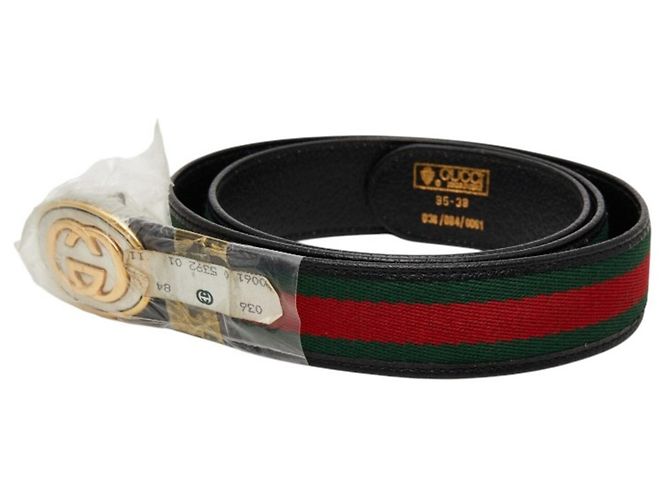 Cintura Gucci Sherry Line GG Logo Buckle Nero Rosso Verde - vista 2