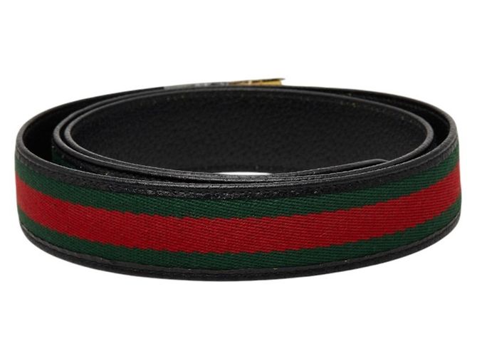 Cintura Gucci Sherry Line GG Logo Buckle Nero Rosso Verde - vista 3