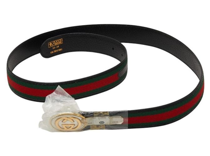 Cintura Gucci Sherry Line GG Logo Buckle Nero Rosso Verde - vista 4