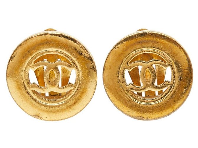 Timeless Orecchini tondi vintage Chanel Coco Mark D'oro - vista 2