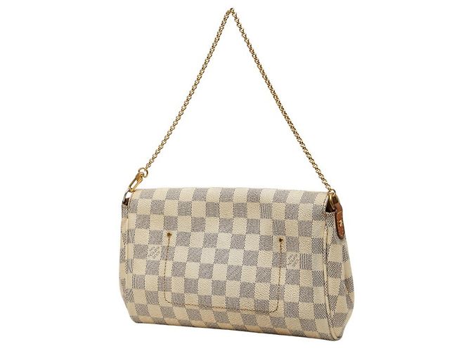 Borsa a tracolla con catena Louis Vuitton Damier Azur Favorite MM Bianco - vista 2