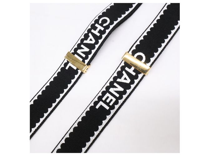 Portebretino in pelle e tessuto Chanel Nero Bianco - vista 3