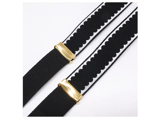 Portebretino in pelle e tessuto Chanel Nero Bianco - vista 6