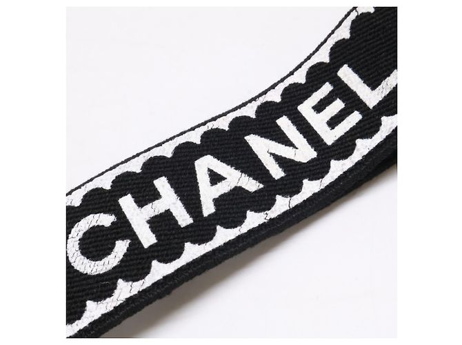Portebretino in pelle e tessuto Chanel Nero Bianco - vista 9