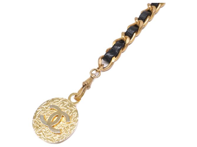 CHANEL Coco Medal Matelassé Chain Belt Schwarz Golden - Ansicht 2