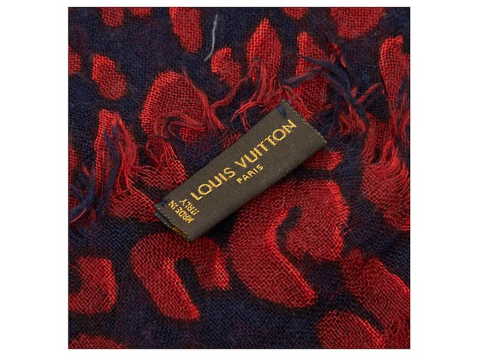 Stola Louis Vuitton Motivo Leopardo Rosso Blu navy - vista 4