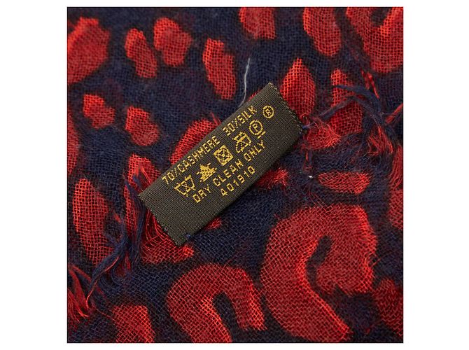 Stola Louis Vuitton Motivo Leopardo Rosso Blu navy - vista 5