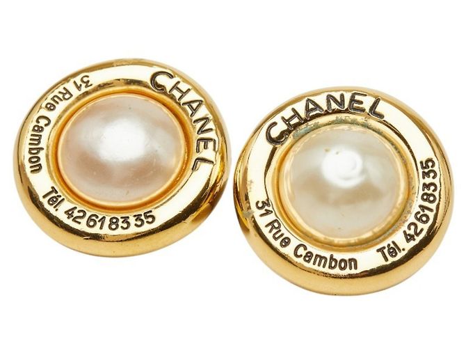 Orecchini Chanel Vintage Round Clip D'oro - vista 2