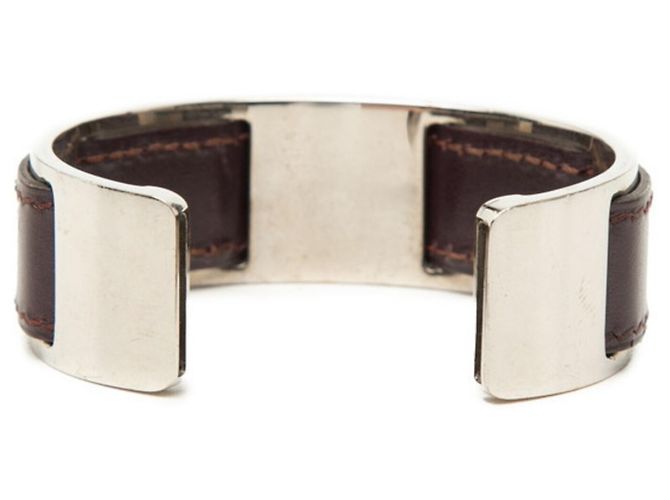 Hermès Bracciale rigido in pelle viola e argento Hermes Porpora - vista 3