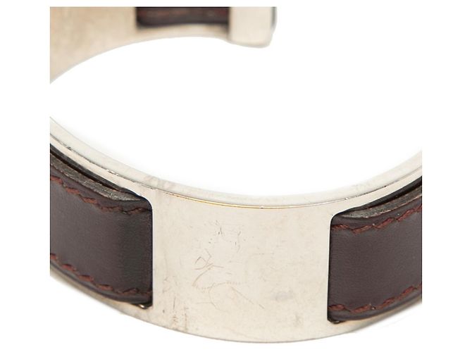 Hermès Bracciale rigido in pelle viola e argento Hermes Porpora - vista 4