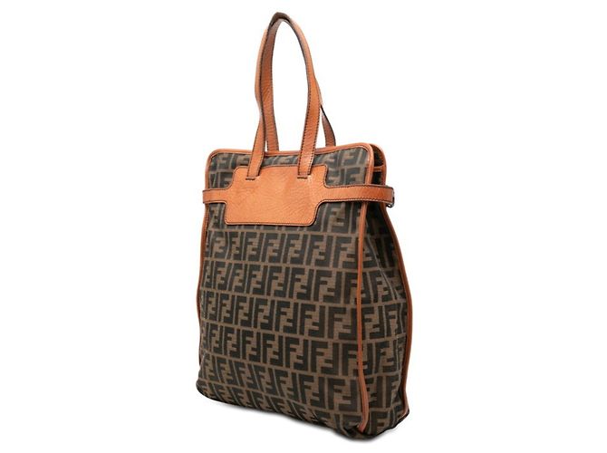 Fendi Zucca Canvas Leder Tote Bag Braun - Ansicht 2