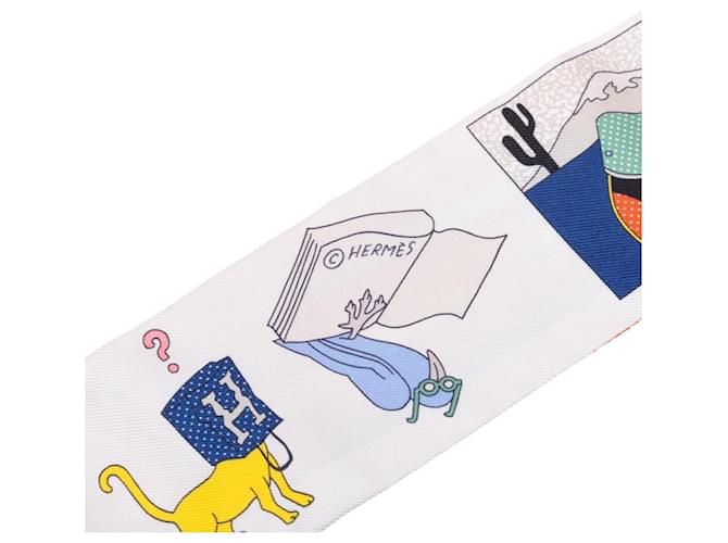 Hermès Foulard in seta Twilly Hermes Rosa Bianco - vista 2