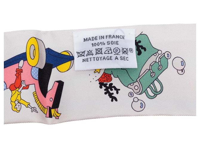 Hermès Foulard in seta Twilly Hermes Rosa Bianco - vista 4