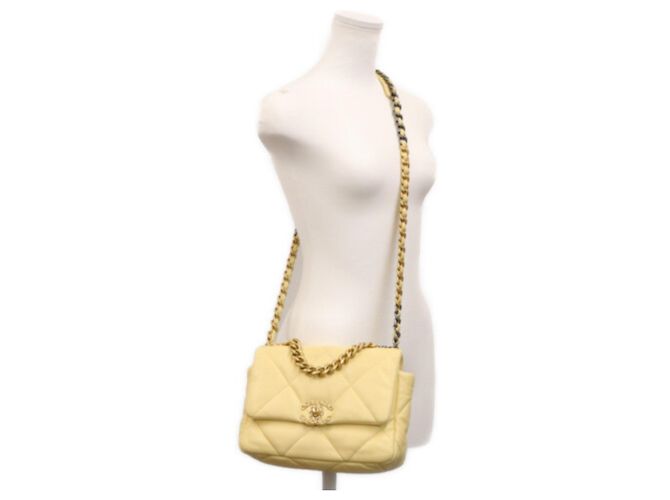 Chanel 19 Small Chain Schultertasche Gelb - Ansicht 15