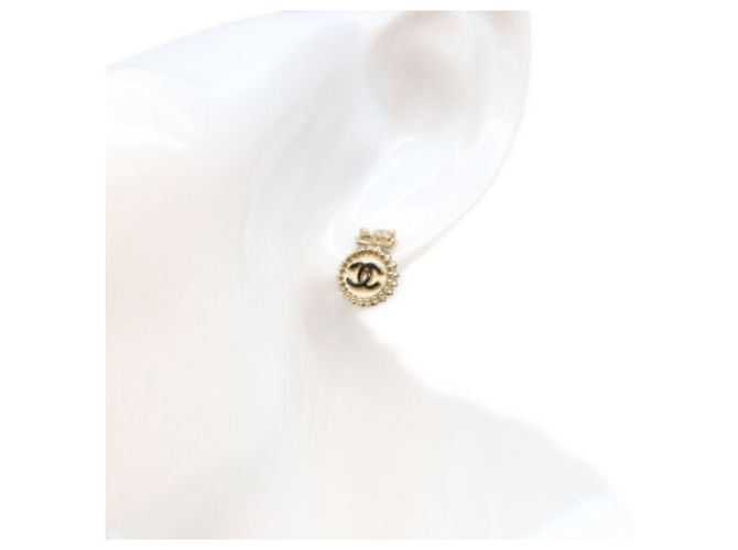 Orecchini Chanel Gold Round Coco Mark Ribbon Nero D'oro - vista 7