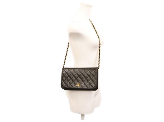 Timeless Borsa a tracolla Chanel Black Lambskin Full Flap Nero - vista 16