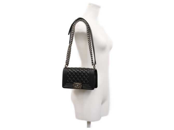 Chanel A67085 Caviar Boy Small Shoulder Bag Nero - vista 14