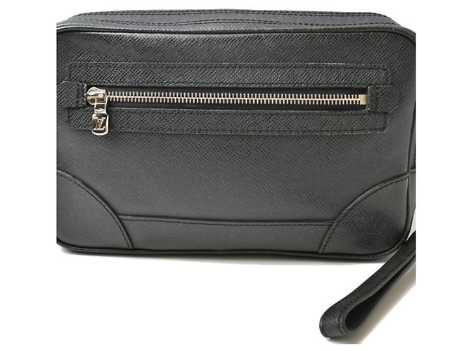 Clutch in pelle Taiga Louis Vuitton Nero Grigio - vista 2