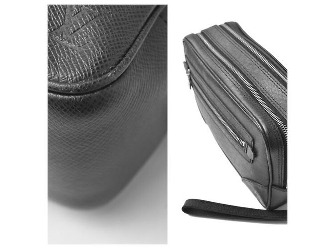 Clutch in pelle Taiga Louis Vuitton Nero Grigio - vista 3