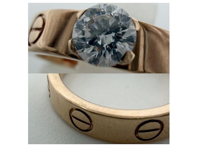 Anello Cartier Love Solitaire in oro rosa 18K - vista 7